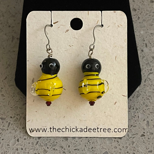 Bumblebee Earrings on  Titanium Wires