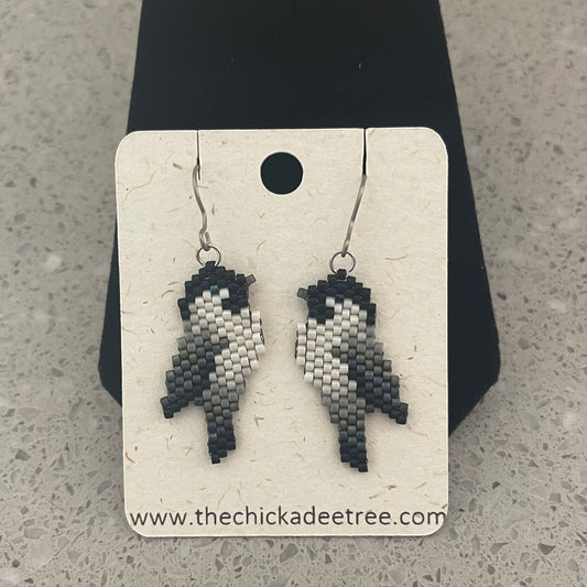 Chickadee Earrings on  Titanium Wires