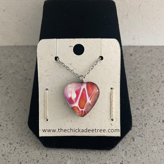 Pendant Heart Pink Stainless Steal 18in Chain